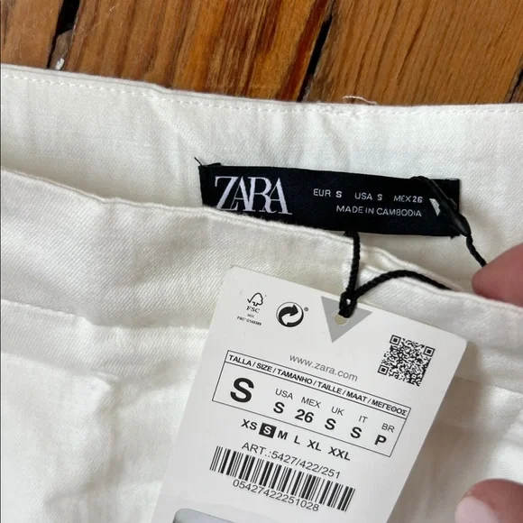 Zara White Wide Leg Pants - Picture 4 of 10